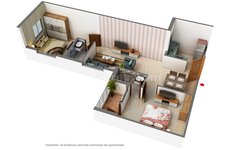 2 BHK Floor Plan of Su Casa Twins