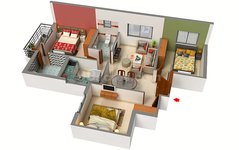 3 BHK Floor Plan of Su Casa Unique