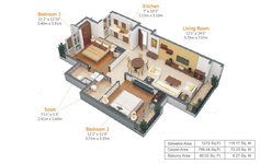Kiara Residency 2 BHK Floor Plan