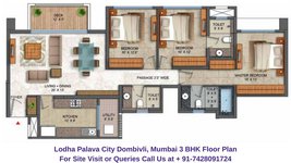 Lodha Palava City Dombivli, Mumbai 3 BHK Floor Plan