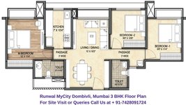 Runwal MyCity Dombivli, Mumbai 3 BHK Floor Plan