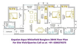 Gopalan Aqua Whitefield Bangalore 3bhk floor Plan