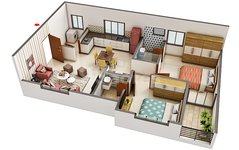 2 BHK floor plan of Dhaaruni Residences