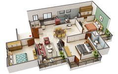 3 BHK floor plan of Dhaaruni Residences