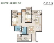 2 BHK Floor Plan Okas Residency