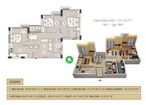 3 BHK Floor Plan of Ganguly 4Sight Vivante