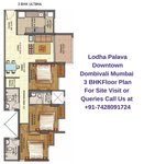 Lodha Palava Downtown Mumbai 3 BHK Floor Plan