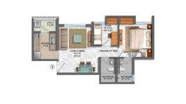 Lodha Palava Casa Marvella 2 BHK Floor Plan 585 sqft