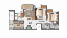 Lodha Palava Casa Marvella 3 BHK Floor Plan 679 sqft