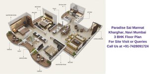Paradise Sai Mannat Kharghar, Navi Mumbai 3 BHK Floor Plan