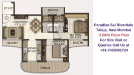 Paradise Sai Riverdale Taloja, Navi Mumbai 2 BHK Floor Plan