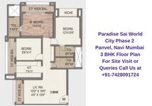 Paradise Sai World City Phase 2 Panvel, Navi Mumbai 3 BHK Floor Plan