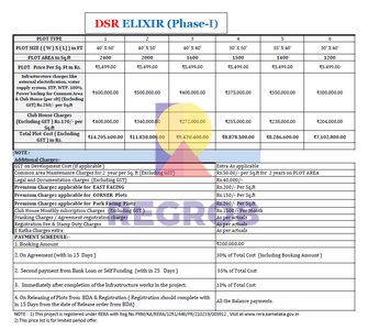 DSR Elixir Plots in KR Puram, Whitefield, Bangalore Payment Plan