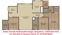 Sobha Clovelly Padmanabha Nagar, Banashankari, Bangalore - 3 BHK Floor Plan (1)