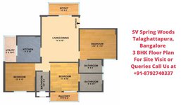 SV Spring Woods Talaghattapura, Bangalore 3 BHK Floor Plan 1470 Sqft