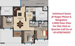 Vaishnavi Oasis JP Nagar Phase 9, Bangalore 3 BHK Floor Plan 1282 Sqft