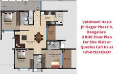 Vaishnavi Oasis JP Nagar Phase 9, Bangalore 3 BHK Floor Plan 1531 Sqft