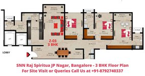 SNN Raj Spiritua JP Nagar, Bangalore 3 BHK Floor Plan 2460 Sqft