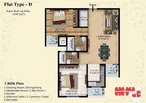 2 BHK Floor Plan of Gold Star Homes phase 2