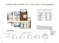 2 BHK Floor Plan of Sikka Kingston Greens