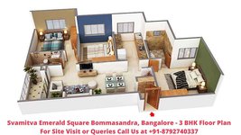 Svamitva Emerald Square Bommasandra, Bangalore 3 BHK Floor Plan
