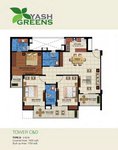 3 BHK Floor Plan of Yash Greens Apartments