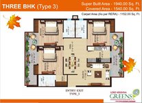3 BHK Floor Plan of Lord Krishna Greens