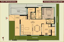 Ground Floor Plan Type A Bungalow of Emami Aastha