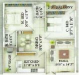 2 BHK Floor Plan of Adithi & Riya Residency