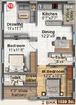 2 BHK Floor Plan of Dinesh Auric