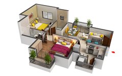 2 BHK Floor Plan of Hero Homes