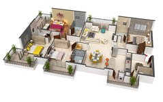4 BHK Floor Plan of Hero Homes