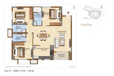 3 BHK Floor Plan of Sattva Divinity