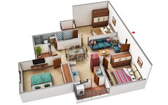 3 bhk floor plan of E square aspire