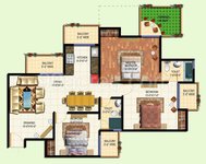3 BHK Floor Plan of Amrapali Terrace Homes