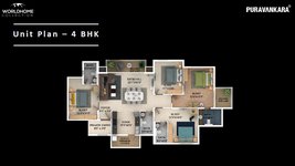 4 BHK Floor Plan of Purva Somerset House
