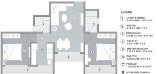 2 BHK Floor Plan of Concept Riverside