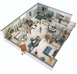 3 BHK Apartment Floor Plan