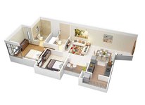 2 bhk floor plan of prime arete homes