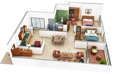 2 BHK apartment floor plan of Graffiti Glover