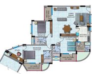 3 bhk floor plan of HM World City