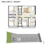 3 bhk floor plan of modispaces ganges