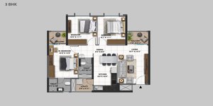 3 bhk floor plan of codename plus life