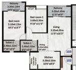 2 bhk floor plan of nyati esteban