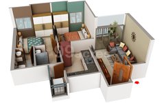 2 bhk floor plan of Majestique Rhythm County