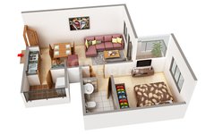 1 BHK floor Plan of Purva Silversands