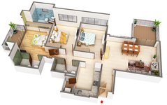 3 bhk floor plan of kumar prithvi