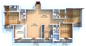 3 bhk floor plan of sai world city