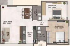 2 bhk floor plan of bansi terrace