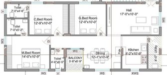 3 bhk floor plan of sowbhagya nivas 4
